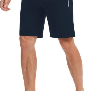 Men's Cotton Athletic Shorts Golf Inner Drawstring Workout Running Casual Shorts Zipper Pockets