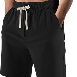 Men's Casual Shorts Elastic Waist Drawstring Lightweight Outdoor Summer Beach Shorts with Pockets Hiking Shorts